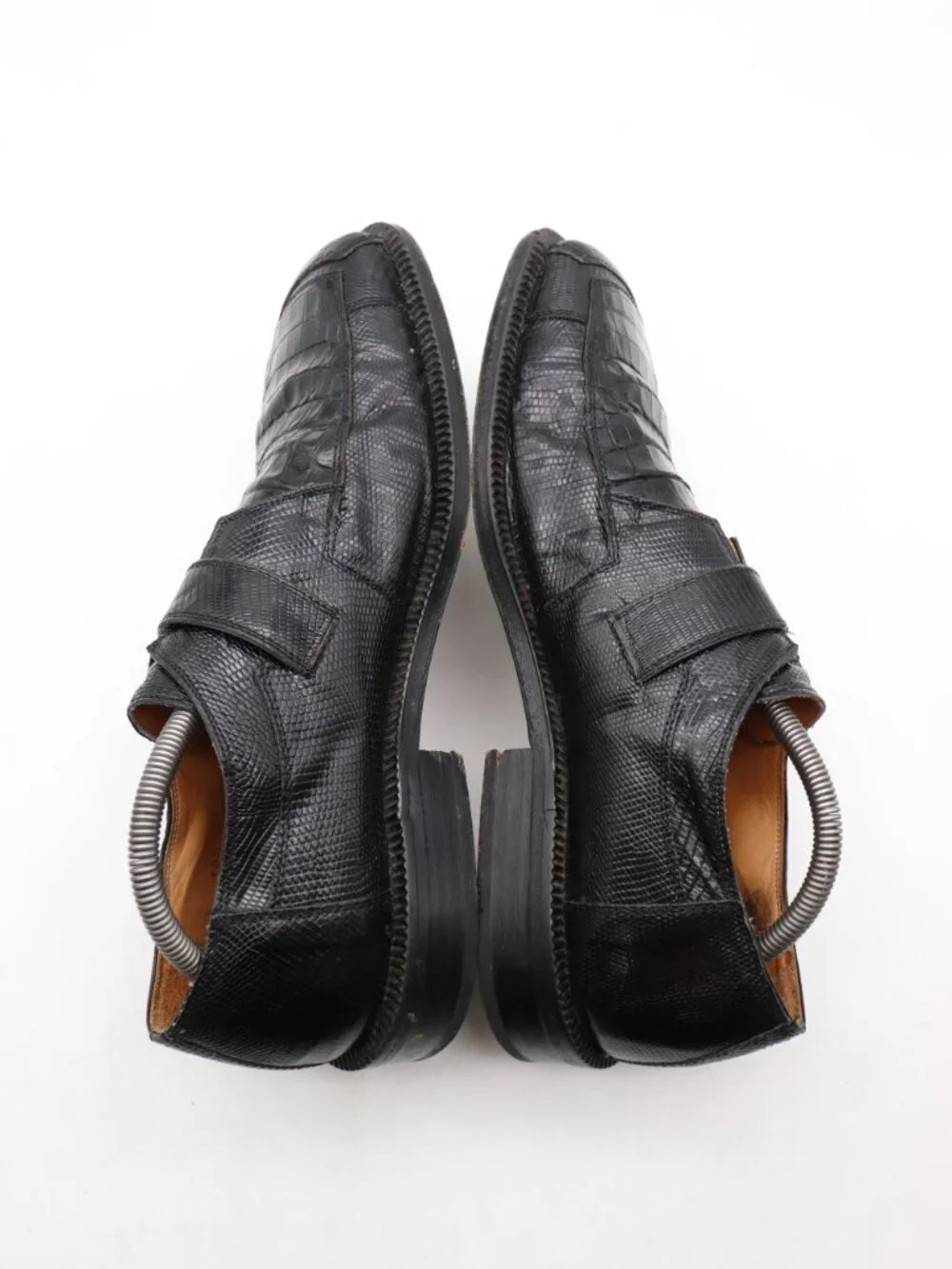 David Eden Men's Size 10.5 Crocodile &Lizard Black Leather Dress Shoe Square Toe